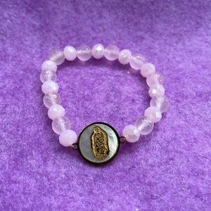 Handmade Opal Virgen Mary Charm Bracelet